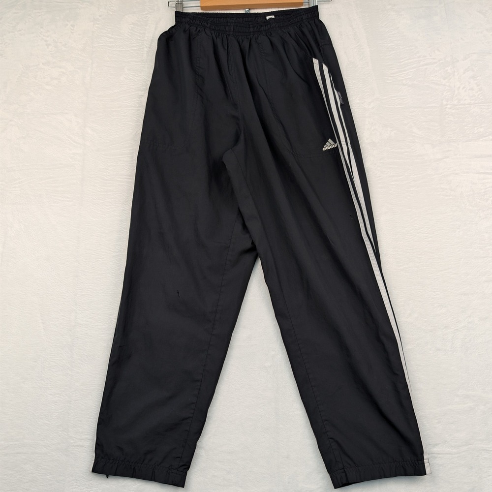 VTG Adidas Track Pants Men's Small Black Striped Ankle Zip Blokecore Sporty Y2K